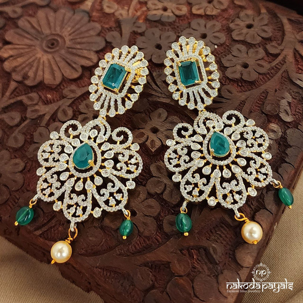 Floral Green CZ Chandbali (Ge7843)