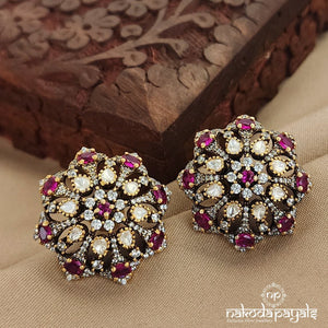 Pink Floral Moissanite Studs (Ge7846)