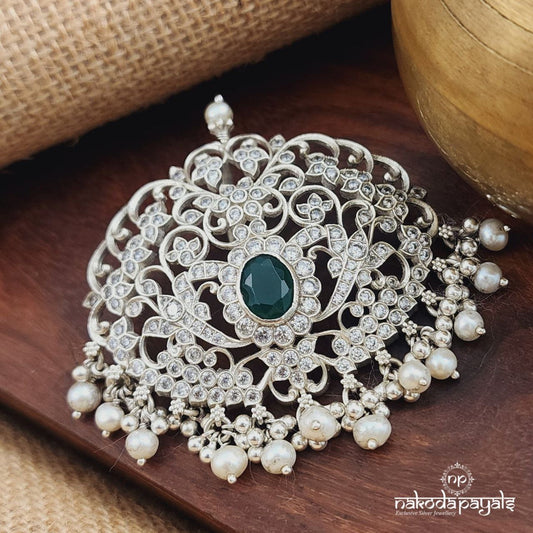 Green Floral Pearl Drops Pendant (P2345)