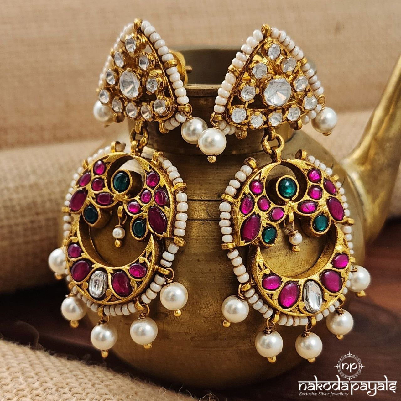 Royal Pearl Drops Chandbali (Ge8747)