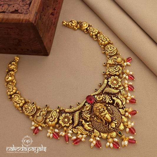 Twin Elephant Blush Drops Neckpiece (Gn10746)