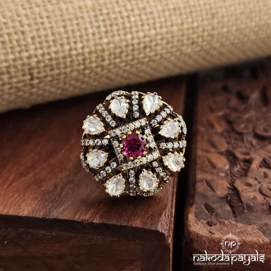 Ravishing Ruby Adjustable Moissanite Finger Ring (F2572)