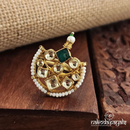 Half Moon Kundan Finger Ring (F2577)