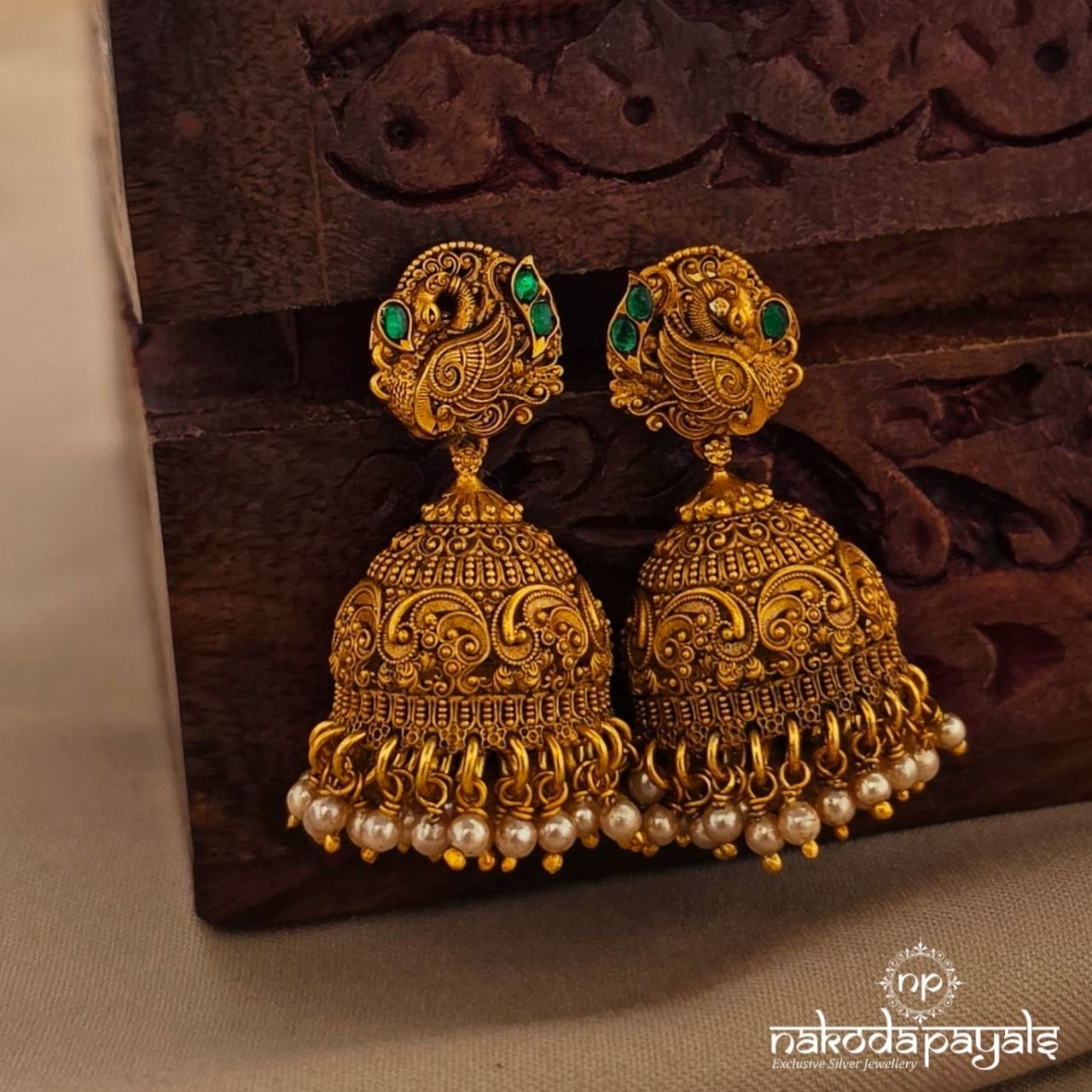 Green Peacock Jhumka (Ge11362)