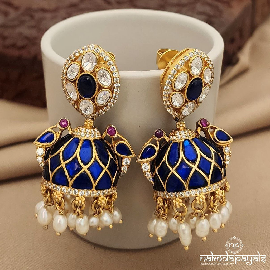 Blue Moissanite Kundan Jhumka (Ge7868)