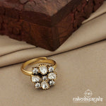 Sparkling Floral Moissanite Adjustable Finger Ring (F2383)