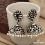 Red Floral Pearly Jhumka (J7837)