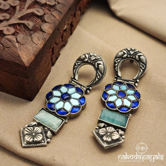 Stunning Blue Flower Chandbali (C7802)
