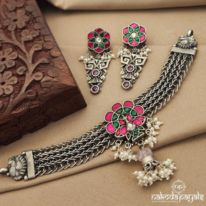 Pearl Drop Kundan Choker With Earrings (N9740)