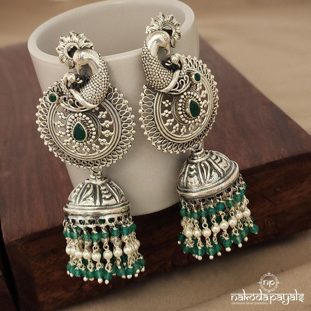 Green Peacock Pearl Jhumka (J7857)