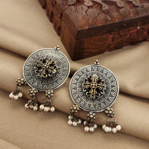 Dual Tone Floral Studs (S9173)