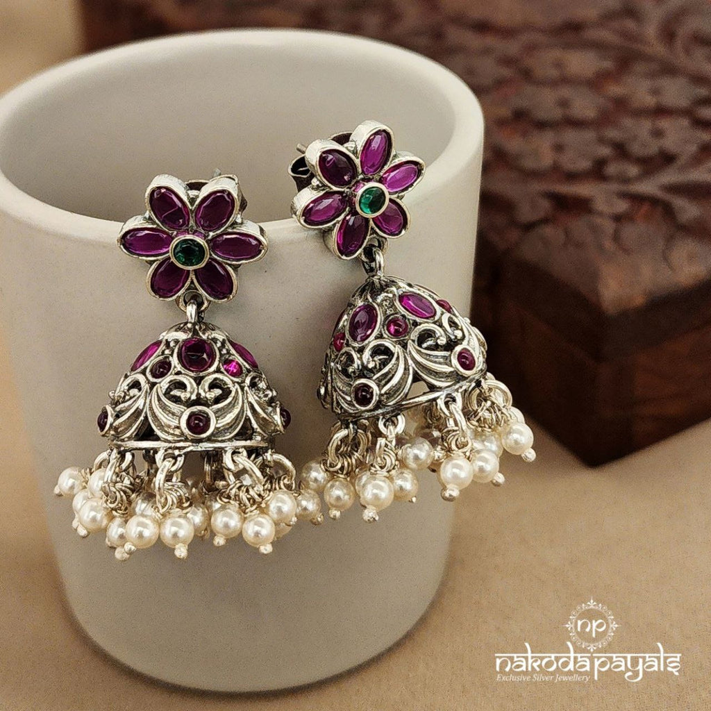 Pink Floral Jhumka (J7870)