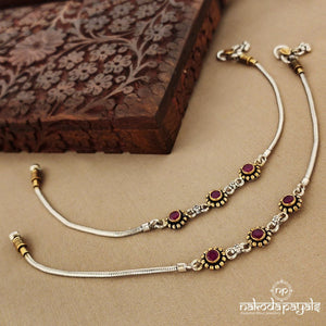 Elegant Red Dual Tone Anklets (A5571)