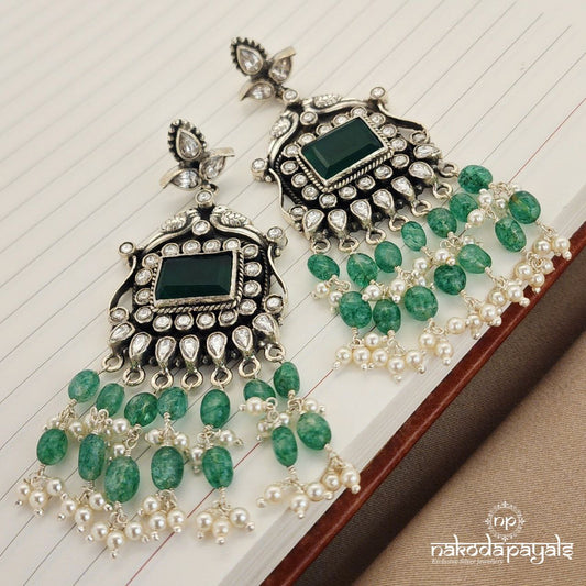 Grand Green Drops Kundan Chandbali (C7841)