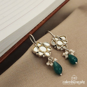 Green Drop Pearl Glass Earrings (H1931)