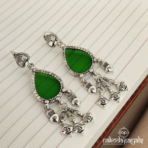 Leaf Green Glass Earrings (H1941)