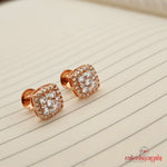 Square Floral Rosegold Earrings (St2591)