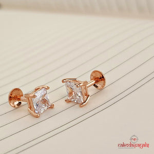 Square Rosegold Earrings (St2594)