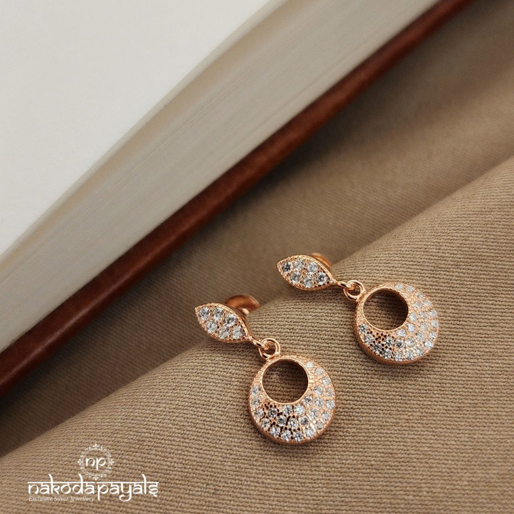 Leaf Drop Rose Gold Earrings (St2596)