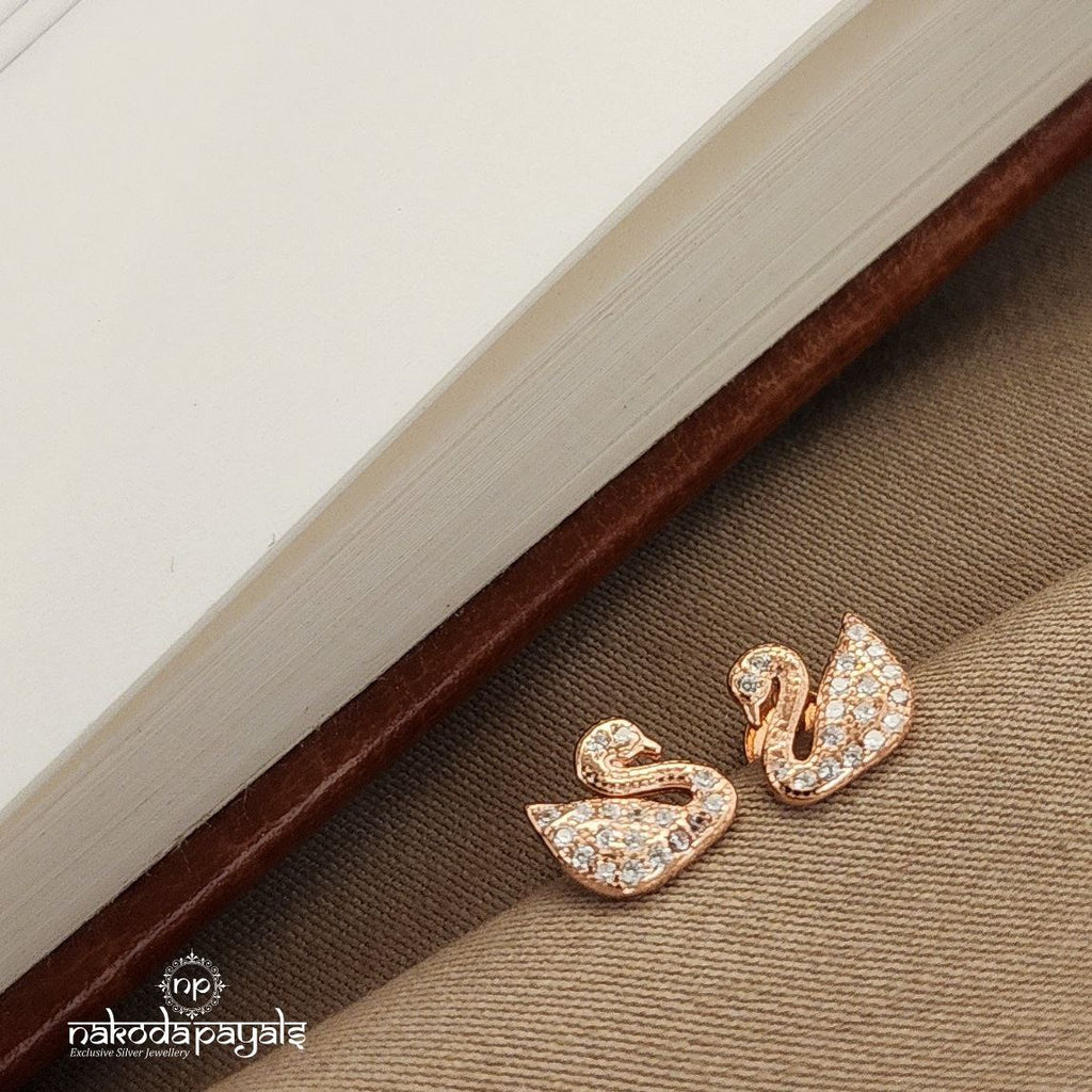 Swan Rosegold Earrings (St2602)