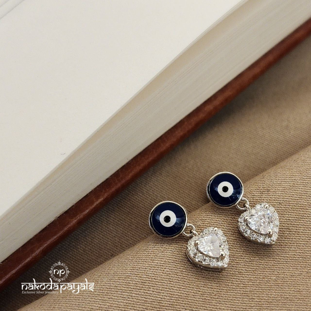 Evil Eye Heart Drop Earrings (St2613)