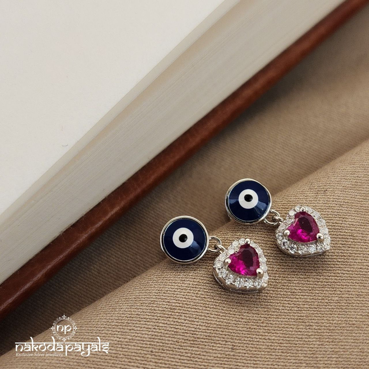 Evil Eye Heart Drop Earrings (St2613)