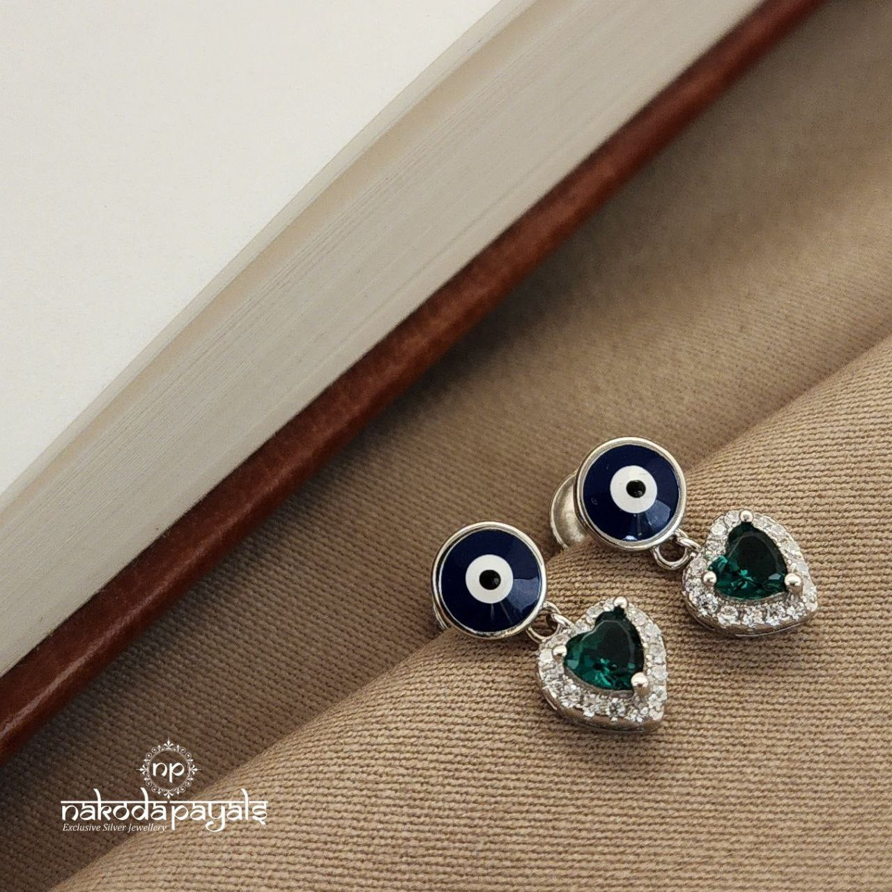 Evil Eye Heart Drop Earrings (St2613)