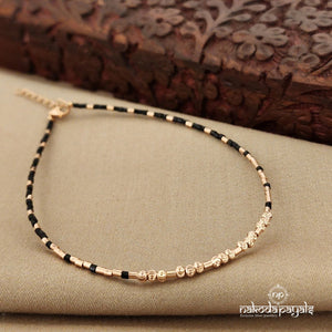 Black Beads Rosegold Nazariya Single Anklet (NZ0677)