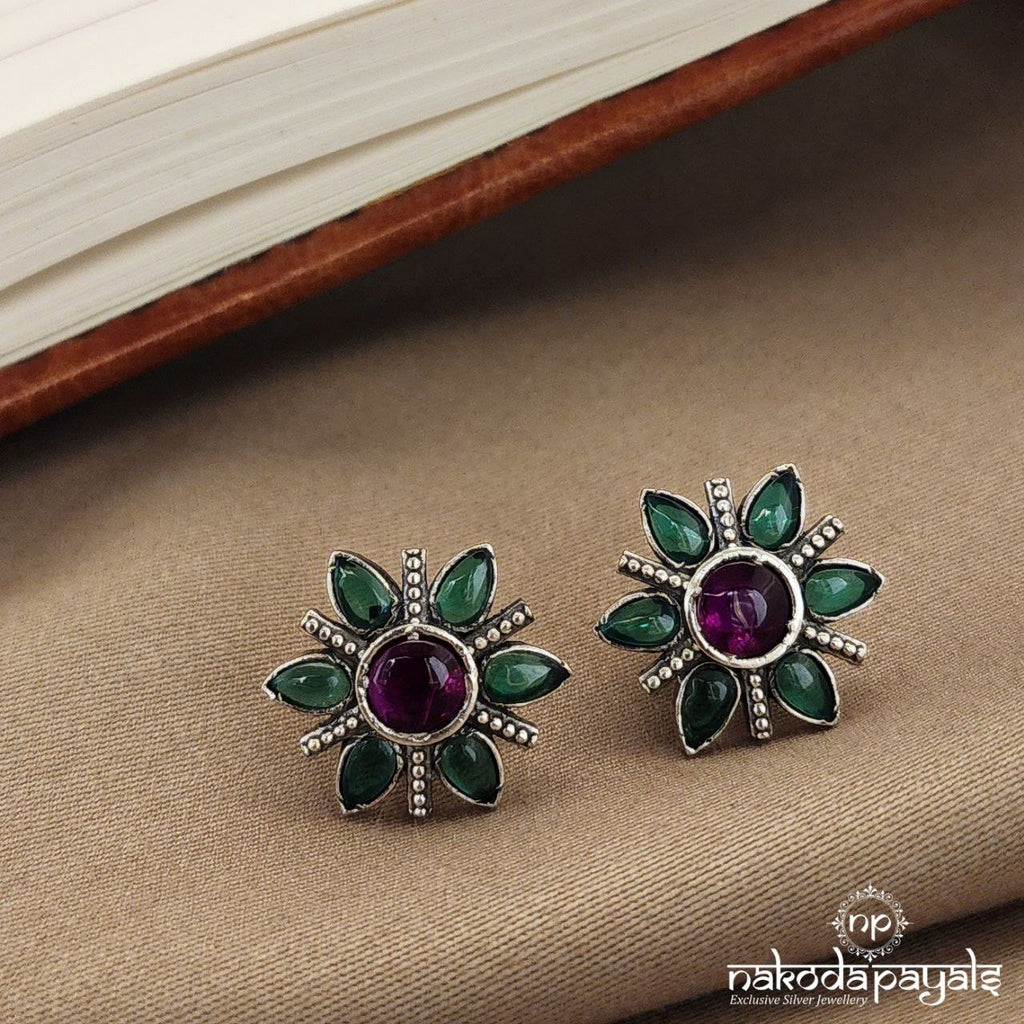 Green Floral Studs (S9179)