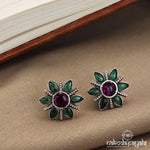 Green Floral Studs (S9179)