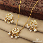 Leafy Pearly Moissanite Neckpiece With Earrings (Gn7435)