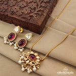 Moissanite Pearly Neckpiece With Earrings (Gn7437)