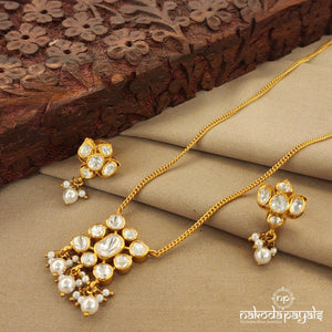 Elegant Moissanite Pearly Neckpiece With Earrings (Gn7456)