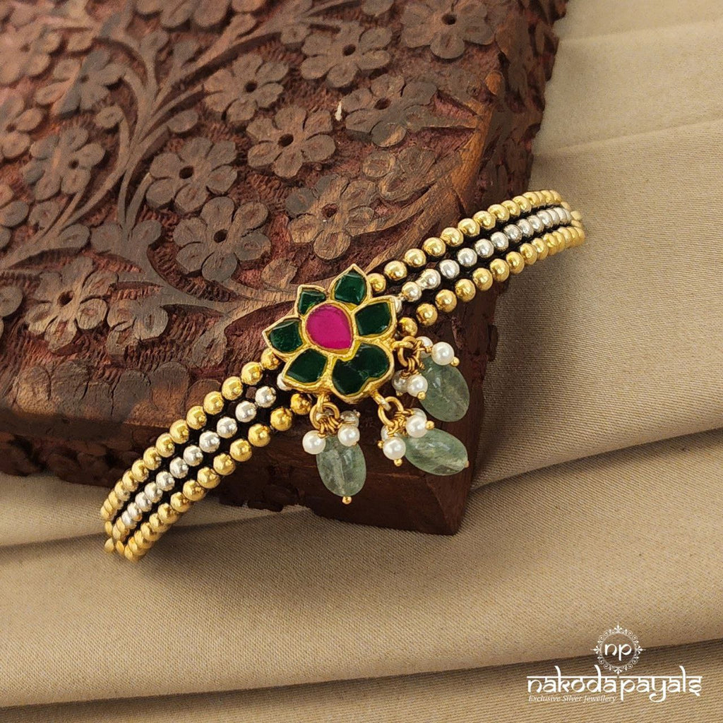 Green Drops Stiff Kundan Choker (N9778)