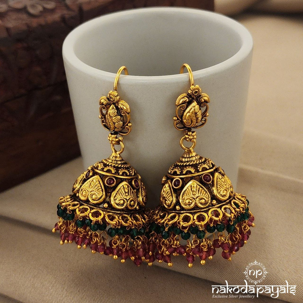 Green Pink Drops Jhumka (Ge7955)