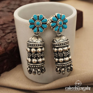 Blue Floral Jhumka (J7910)