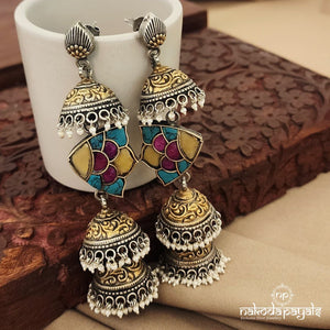 Grand Kundan Triple Dual Tone Jhumka (J7920)