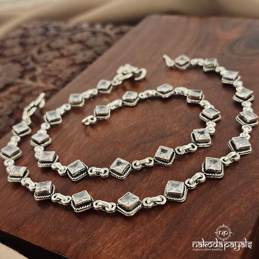 Cubical White Anklets (A5606)