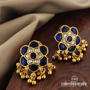 Blue Floral Kundan Studs (Ge7958)