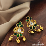 Green Floral Kundan Studs (Ge7968)