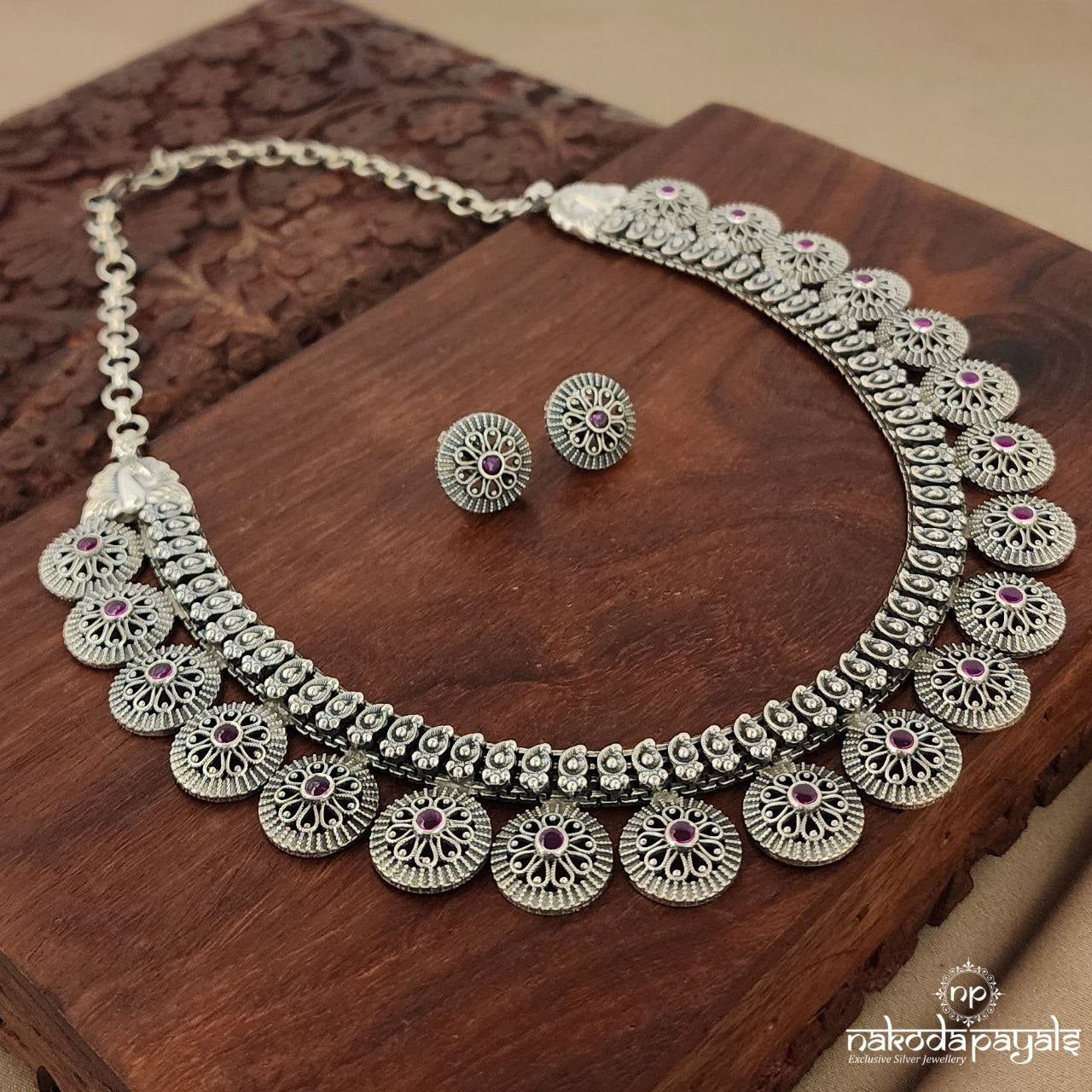 Gorgeous Mango Floral Neckpiece With Earrings (N9791)