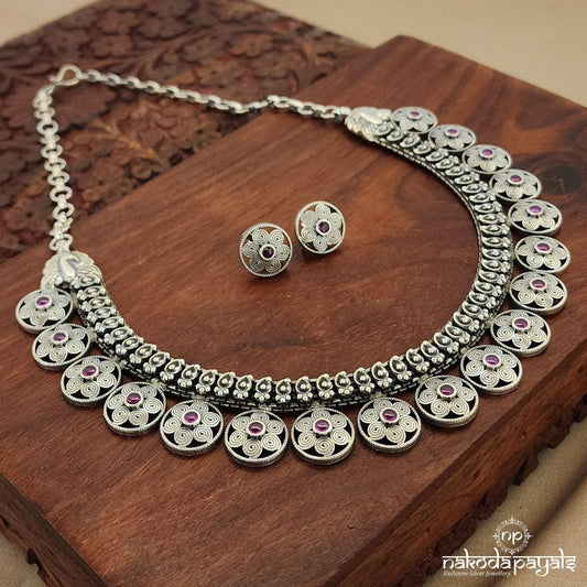 Pretty Floral Neckpiece With Earrings (N9806)