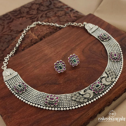 Twig Peacock Neckpiece With Earrings (N9815)