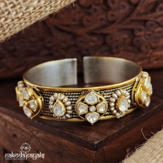 Elegant White Moissanite Dual Tone Adjustable Kada (K6026)