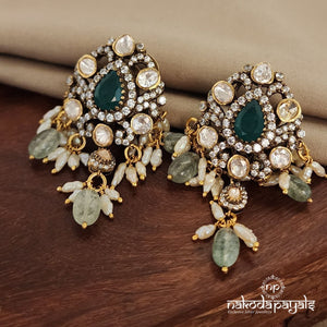 Graceful Green Pearl Drops Moissanite Earrings (Ge7988)