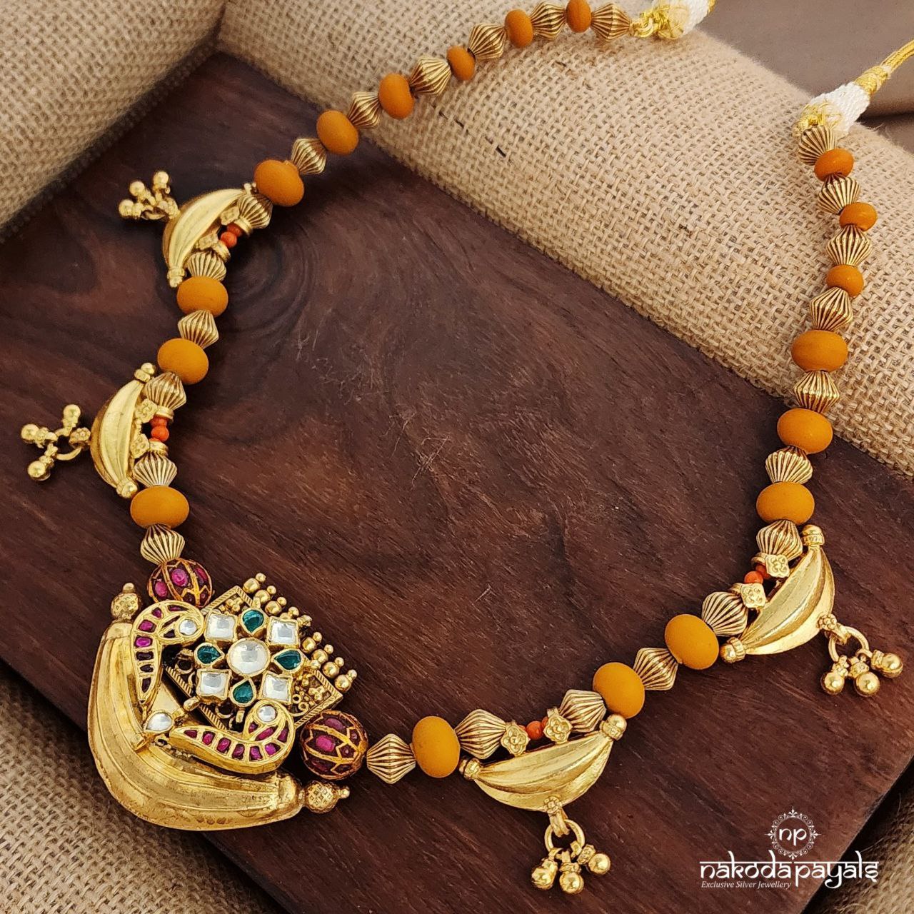 Coral Whispers Ball Drops Kundan Neckpiece (Gn9196)