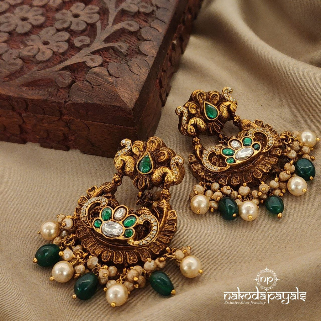 Green Pearl Drops Chandbali (Ge7990)