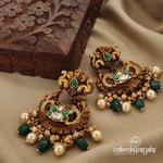 Green Pearl Drops Chandbali (Ge7990)