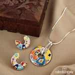 Colorful Enamel Pendant With Earrings (St2618)