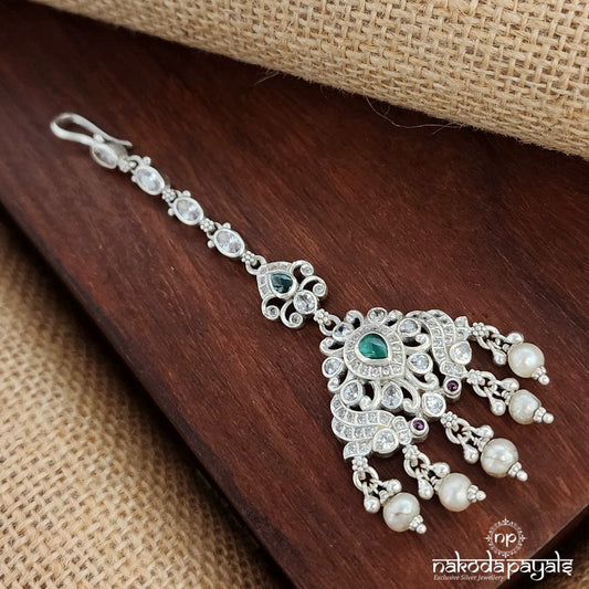 Green Twin Peacock Maang Tika (M0439)